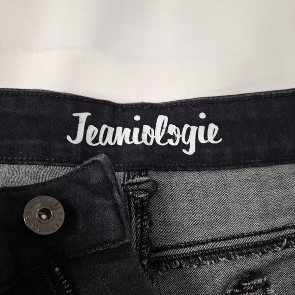 Jeaniologie Womens Bootcut Mid Rise Jeans Size 12 Black Wash Vintage - Picture 12 of 15
